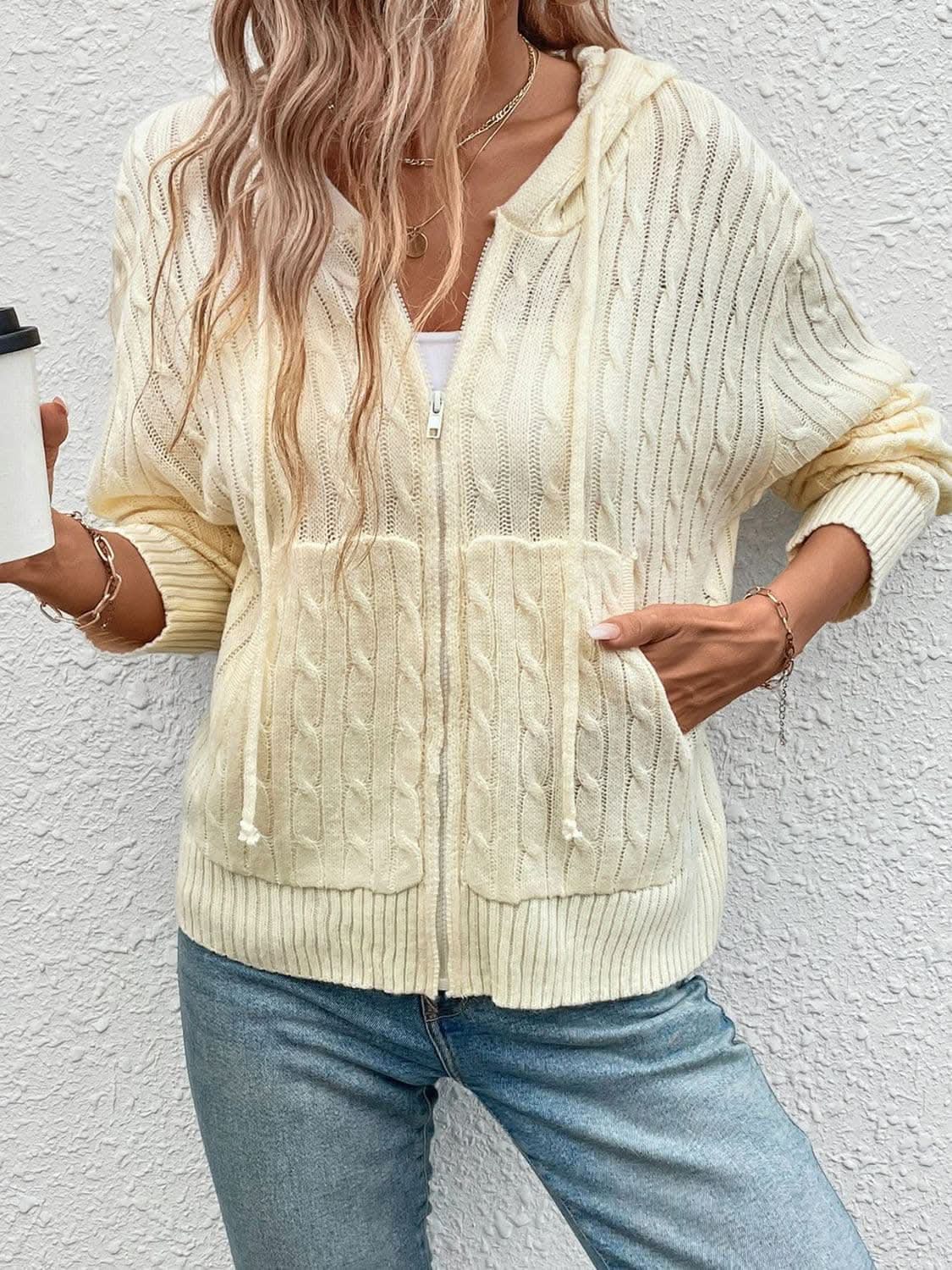 Cozy zip-up cardigan hoodie - Love Salve